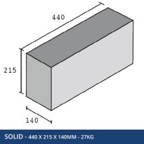 6" Solid Block 440mm x 225mm x 150mm 7.5newt