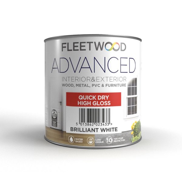Fleetwood Advanced Quick-Dry High Gloss 1ltr Brilliant White