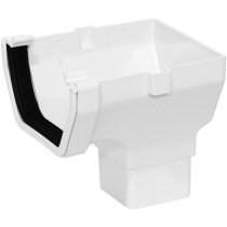 White Squareline 114mm Gutter Stopend Outlet