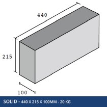 4" Solid Block 440mm x 225mm x 100mm 7.5newt
