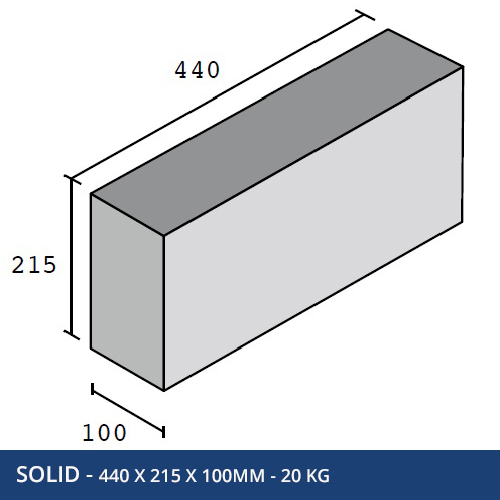 4" Solid Block 440mm x 225mm x 100mm 7.5newt
