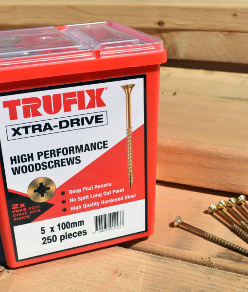 Trufix Xtra Drive Wood Screw 4mm x 80mm Tub of 500